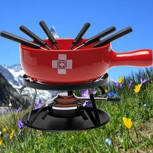 Schweizer Fondue Set mit Schweizer Kreuz