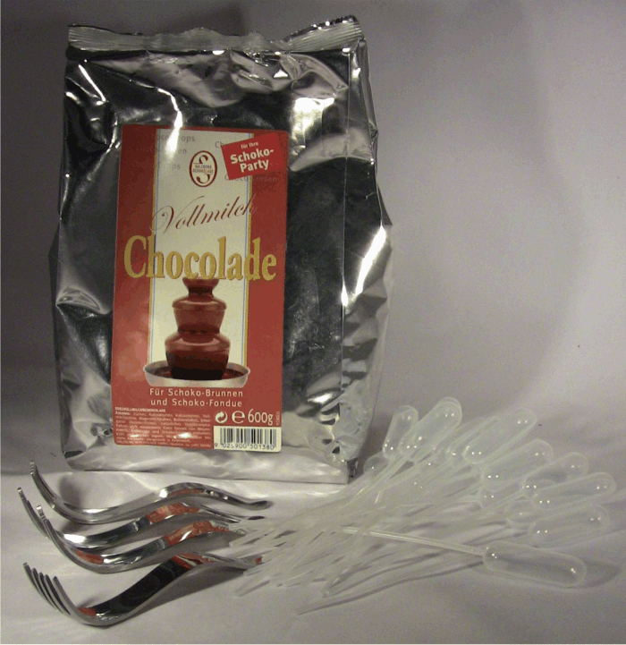 Schokobrunnen Schokoladen Set mit Gabeln und Pipette