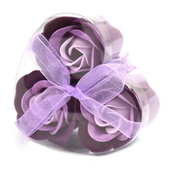 3er Rosen Herz Lavendel
